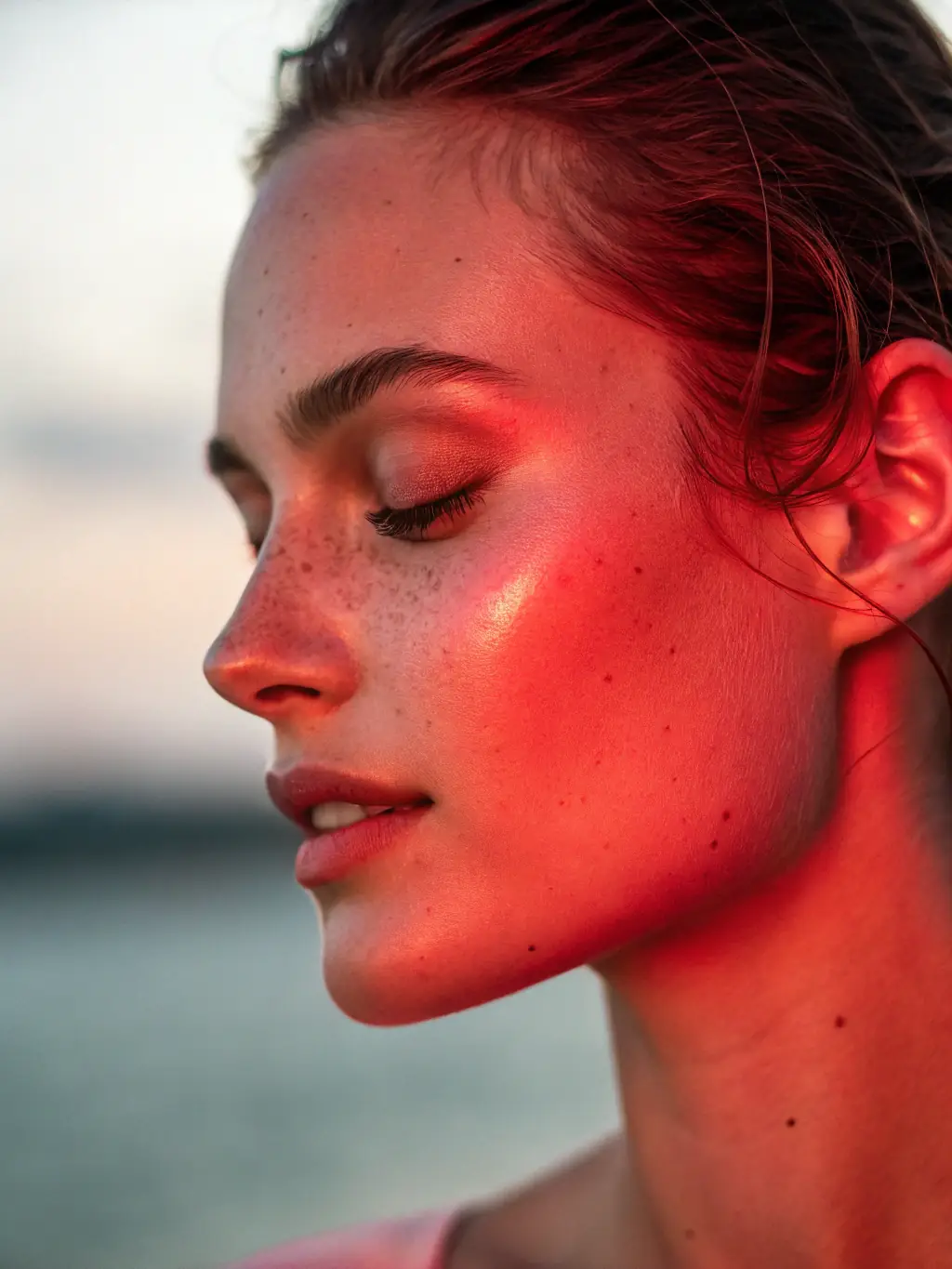 Close-up of a woman's face with visibly improved skin texture after using Arbor Park's Niche Skincare Serum, showcasing a radiant and healthy complexion.